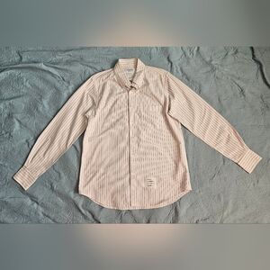 Men's Thom Browne White Striped Button Down Oxford Shirt